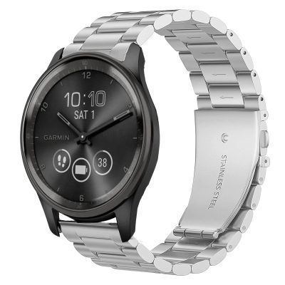 Compatible with Vivomove Trend Bands, Lamshaw Stainless Steel Metal Replacement Strap Bracelet Compatible with Garmin Venu Sq 2/Venu Sq/Venu/Venu 2 Plus/Approach S12/Approach S40/Approach S42/D2