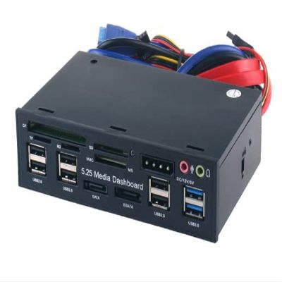 525E 5.25inch Internal CardReader Front Panel USB 3.0 ESATA PC Computer Optical Drive Hub Media Dashboard Card Reader Multifuntion