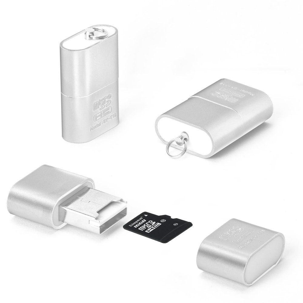 [3 Pack] Micro SD Card Reader for Android,Micro SD Card to USB Adapter, TF Card Reader with Mini Size for Camera Memory Card Reader, Wansurs Card Reader for PC Laptop (Silver)