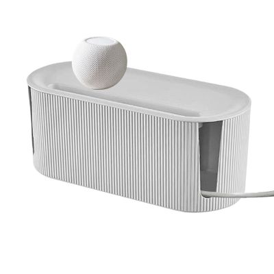 Cable Management Box - Nordic Style Socket Storage Box with Cover | Cable Organiser Box Cable Hide for Protection of Children and Pets (White)