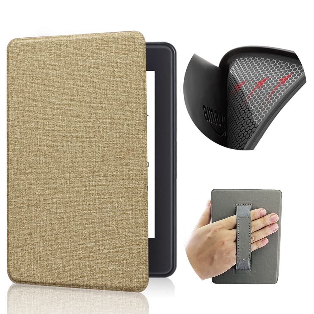 Case for 6.8" Kindle Paperwhite 11th Generation 2021 Release Only with Hand Strap - Ultra Slim PU Leather Smart Cover with Auto Sleep and Wake for Kindle Paperwhite5 (Gold)