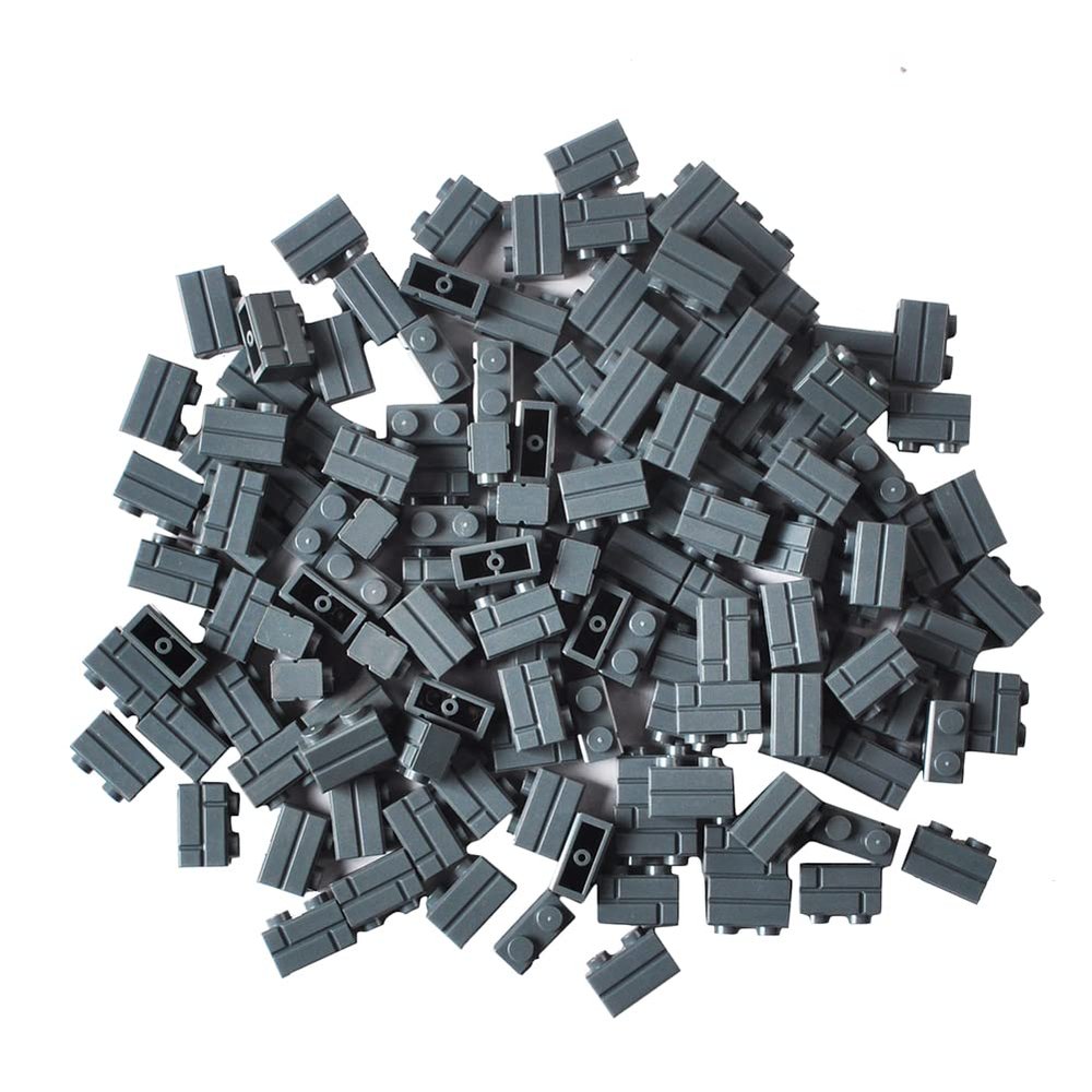 BAENRCY 200pcs 1x2 Masonry Profile Bricks Building Blocks for Wall Parts Compatible with Major Brands (Grey)