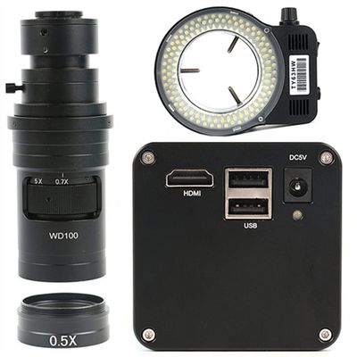 AF Autofocus HDMI U Disk Video Auto Focus Industry USB Measurement Function Microscope Camera + 200X C Mount Lens +144 LED Light (Color : 200x Lens with Light A)