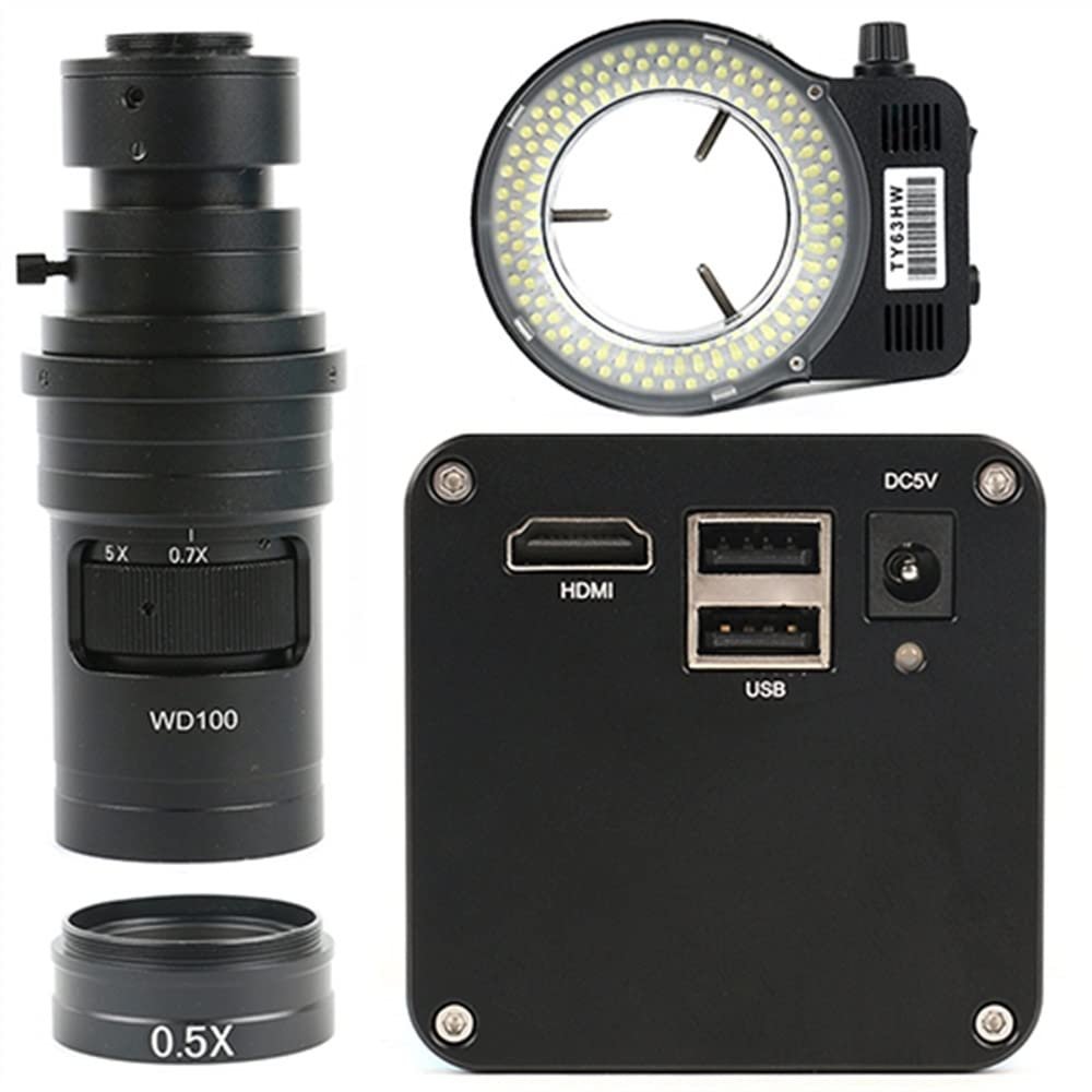AF Autofocus HDMI U Disk Video Auto Focus Industry USB Measurement Function Microscope Camera + 200X C Mount Lens +144 LED Light (Color : 200x Lens with Light A)