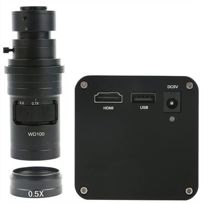 AF Autofocus HDMI U Disk Video Auto Focus Industry USB Measurement Function Microscope Camera + 200X C Mount Lens +144 LED Light (Color : with 200x Lens B)