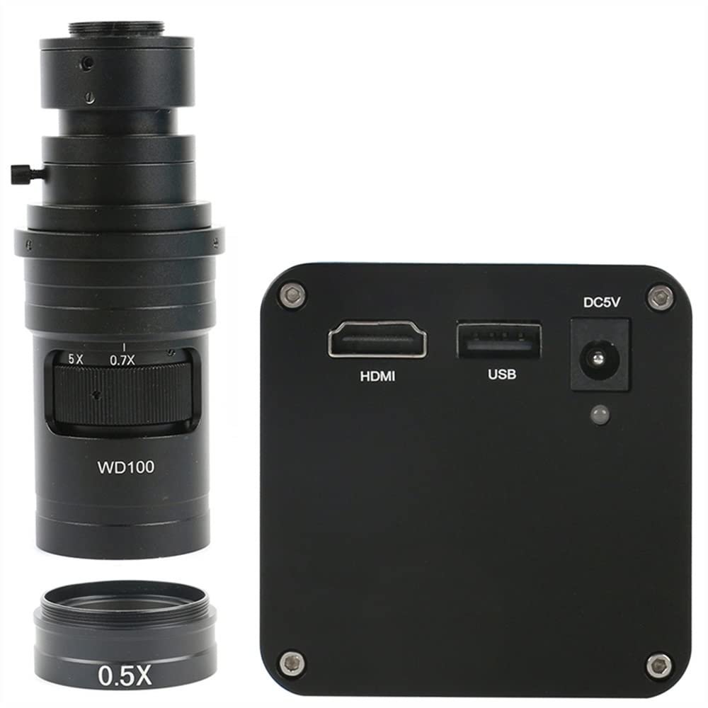AF Autofocus HDMI U Disk Video Auto Focus Industry USB Measurement Function Microscope Camera + 200X C Mount Lens +144 LED Light (Color : with 200x Lens B)