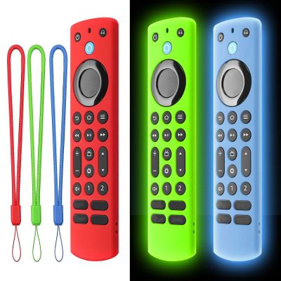 [3 Pack] Climberer Firestick Pro New Cover - Fire TV Voice Remote Pro2025- Shockproof Silicone Protective Case for Improved Grip and Durability (Fluorescent Green + Blue)+ red
