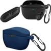 [2 Pack] easyBee Case Compatible with JBL Vibe Buds 2 / JBL Vibe Buds Bluetooth Headphone Charging Cover with 2 Keychain, Soft Liquid Silicone Ultra Thin Shockproof Protective Kit - Black Blue view 1