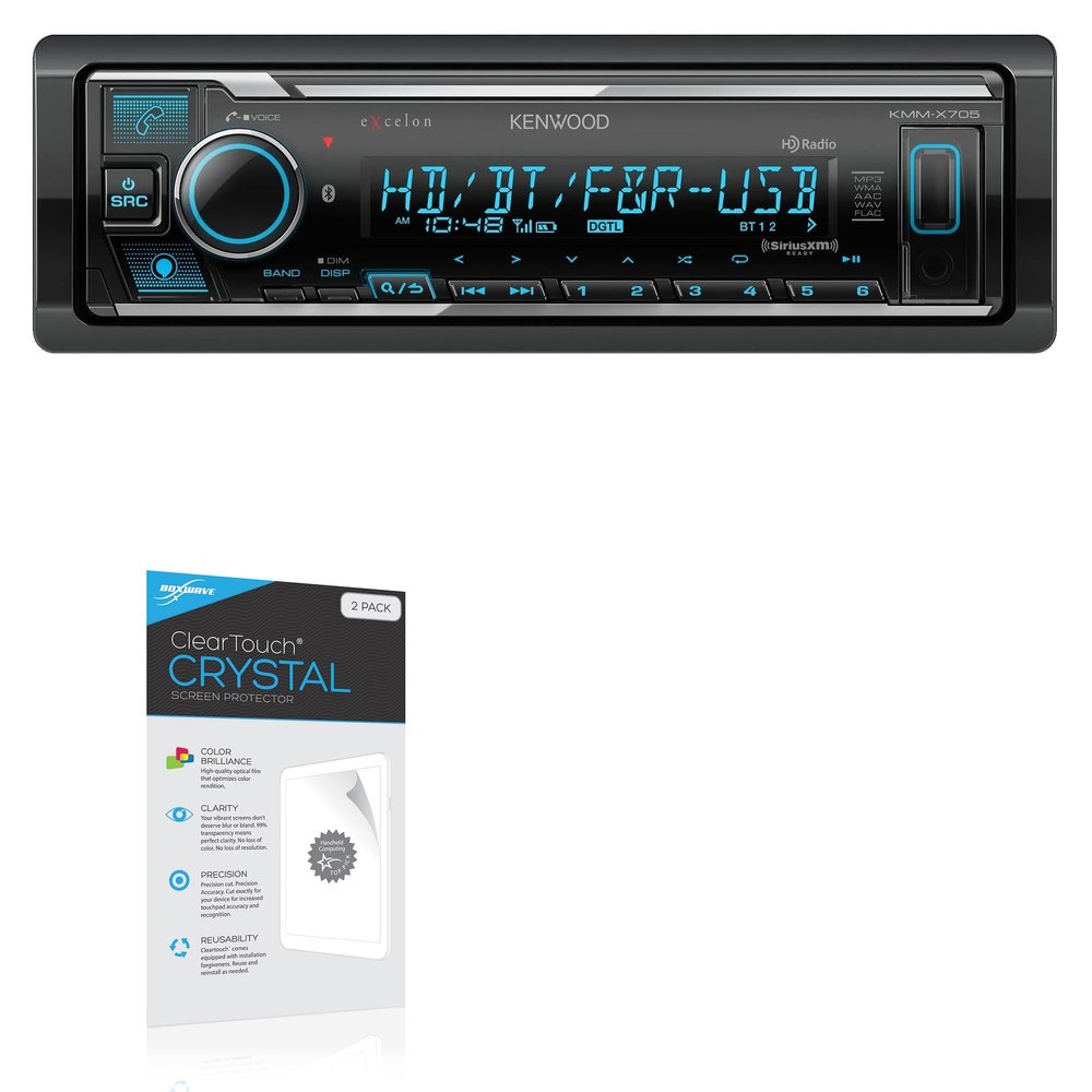 BoxWave Screen Protector Compatible with Kenwood KMM-X705 - ClearTouch Crystal (2-Pack), HD Film Skin - Shields from Scratches