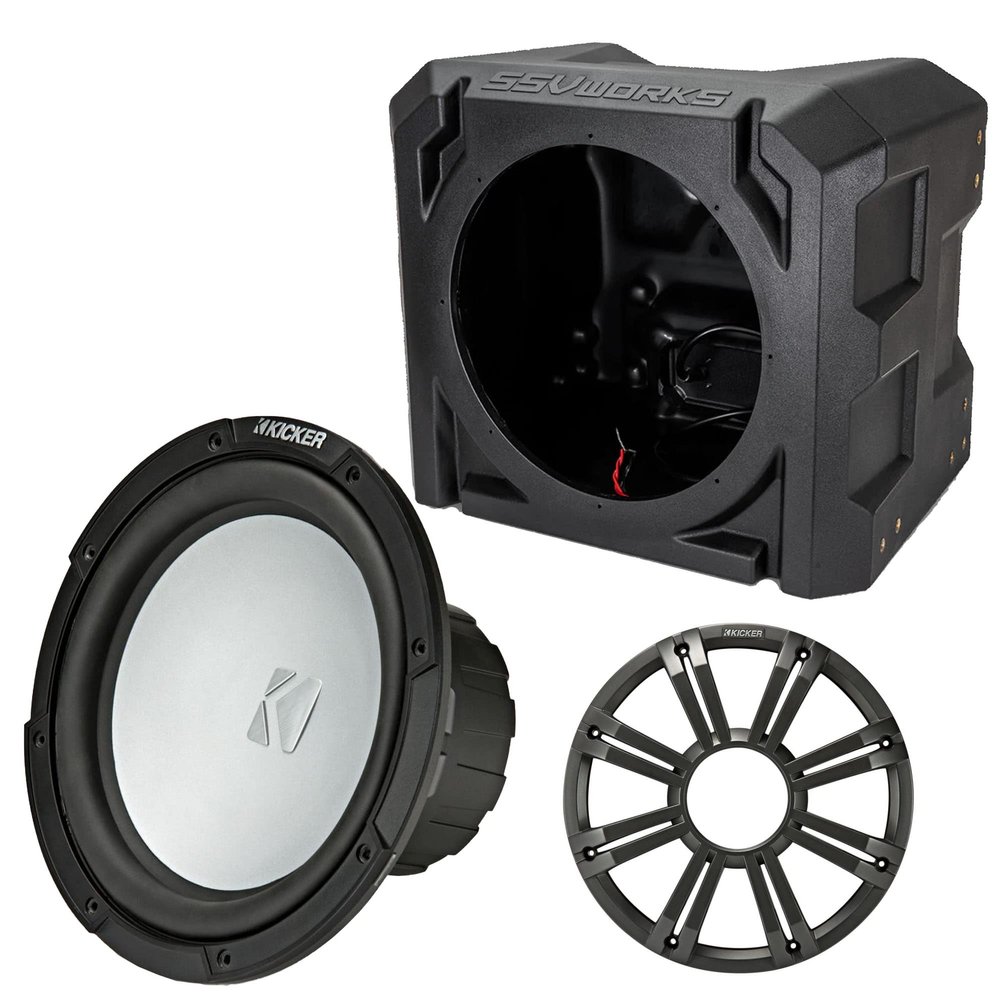 KICKER 45KM104 10 in 4-Ohm Marine Subwoofer Bundle with SSV Box