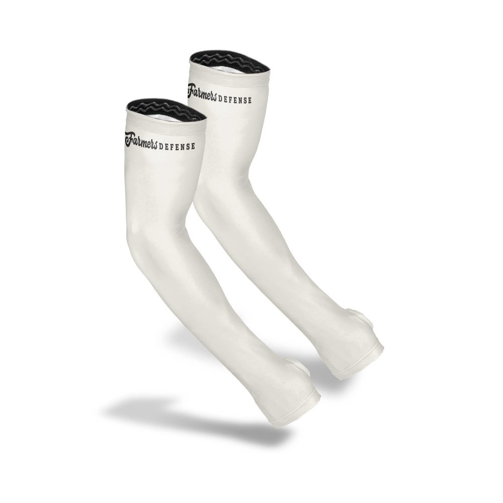 FARMER'S DEFENSE Sleeves | UV Cooling Sleeves for Sun Protection | Premium Anti-Scratch Arm Guard Sleeve for Skin - for Gardening Harvesting Sports Outdoors | Unisex | Cream - S/M