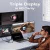 Docking Station Dual Monitor, Baseus 7 in 1 Laptop Docking Station 3 Monitors, USB C HUB with 4K HDMI, VGA, 100W PD, 3 USB for iPhone 15/MacBook/Dell/HP view 3