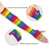 Dussdil Rainbow Hearts Gardening Arm Sleeves Gay Pride Farmhouse Sleeves UV Sun Protection Cooling Arm Sleeves for Garden Farm Women Men with Thumb Hole view 3