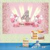 4th Birthday Decorations for Girls Happy 4th Birthday Backdrop Banner Party Deco Girl 4 Years Old Anniversary Party Fabric Sign Poster Pink Photo Background 4th Birthday Party Supplies, 59"x35.4" view 4