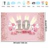 10th Birthday Decorations for Girls Happy 10th Birthday Backdrop Banner Party Deco Girl 10 Years Old Anniversary Par ty Fabric Sign Poster Pink Photo Background Part y Supplies, 59"x35.4" view 2