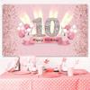 10th Birthday Decorations for Girls Happy 10th Birthday Backdrop Banner Party Deco Girl 10 Years Old Anniversary Par ty Fabric Sign Poster Pink Photo Background Part y Supplies, 59"x35.4" view 4
