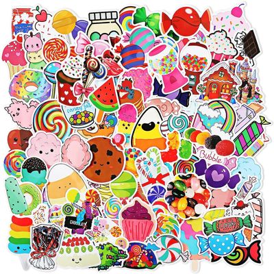 100 Cute Sweets Stickers - Sweet Treats Candy, Ice Cream Donuts Cupcake Stickers - Waterproof Vinyl Decals for Laptop, Water Bottle, Skateboard, Luggage, Party Decoration, Craft