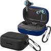 [2 Pack] easyBee Case Compatible with Beoplay EX Earbuds Charging Cover, with 2 Keychain and 2 Anti-Lost Strap, Soft Liquid Silicone Ultra Thin Shockproof Protective Kit - Black Blue view 1