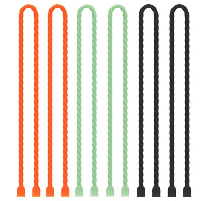 Gesipor 6 PCS 24-Inch Silicone Cable Ties Dia 5mm Reusable Steel-Core Rubber Twist Ties Bendable Cable Ties for Bundling and Holding, All Purpose Cord Tie for Indoor and Outdoor (Orange,Green,Black)