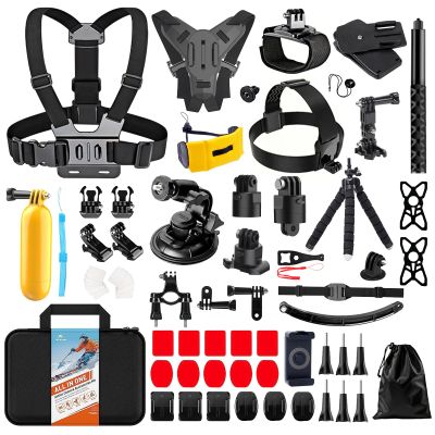 HONGDAK 70in1 Upgrade Action Camera Accessories Kit Compatible with GoPro Hero 13 12 11 10 9 8 7 6 5 4 Max 11 mini Insta360 X5 X4 X3 GO3 DJI Osmo Action 6 5Pro 4 3 AKASO Sony Sports DV