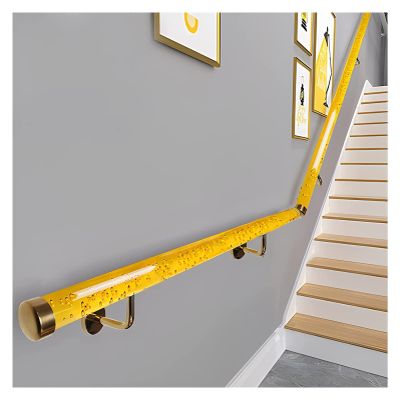Grab Bars Handrails for Indoor Stairs, 3 Foot/ 4 Ft/ 5 Feet/ 6Ft Long, Clear Acrylic Grab Bar with Gold Bracket, Elderly Disabled Barrier-Free Armrest/Clear/2M/3.9Ft ( Color : Natural , Size : 3M/4.2F
