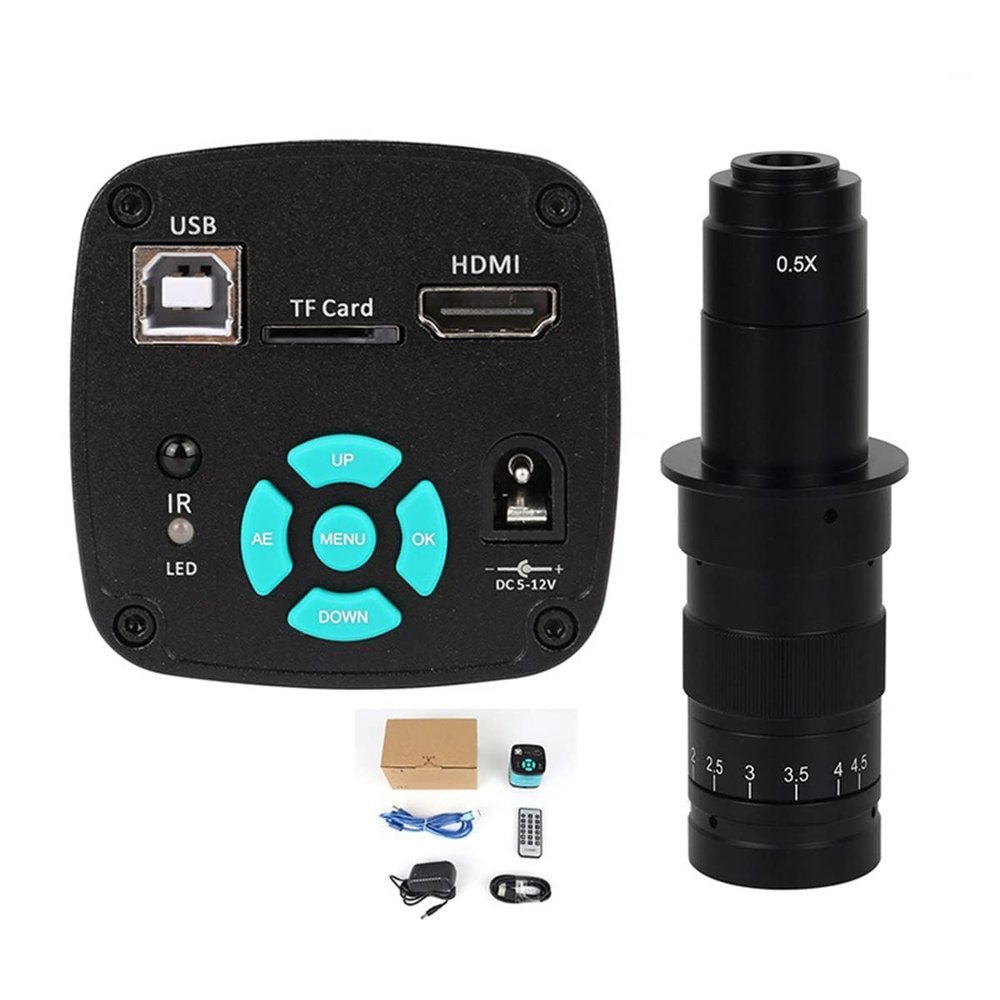 JUIYU Microscope Accessories Kit Lndustrial Video Microscope Camera 48MP/38MP/13MP HDMI USB for Digital Microscope Slides (Color : H1605B with 180X Len)
