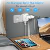 [2-Pack] European Travel Plug Adapter, International Power Plug Adapter with USB C 20W 4 Outlets 3 Fast Charge Ports (PD&QC), Type C Plug Adapter Travel Essentials to Europe Spain Italy France Germany view 2