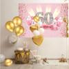 60th Birthday Decorations for Women Happy Birthday Backdrop Banner Party Deco Woman 60 Years Old Anniversary Party Fabric Sign Poster Pink Photo Background Birthday Party Supplies, 59"x35.4" view 2