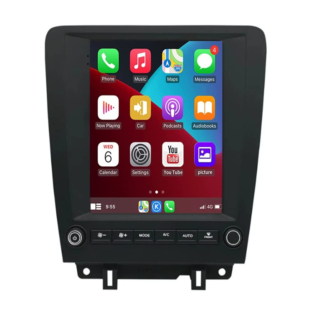 CZSWCH Android 12 Radio Stereo Head Unit for Ford Mustang 2010-2014 Tesla Style IPS Screen Octa Core 4+64G Build-in Wireless Carplay Android Auto DSP 4G WiFi GPS Free HD Camera