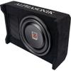 Alphasonik AS100A 10" 1200 Watts with a Built-in Amplifier Down-Firing Shallow Mount Enclosed for Tight Spaces in Cars and Trucks, Slim Thin Loaded Subwoofer Air Tight Sealed Bass Enclosure view 1