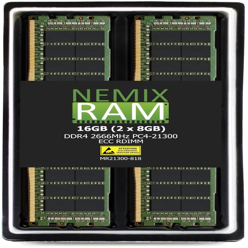NEMIX RAM 16GB (2X8GB) DDR4 2666MHZ PC4-21300 1Rx8 1.2V CL19 288-PIN ECC RDIMM Registered Server Memory KIT Compatible with Dell PowerEdge R740xd2 Rack Server