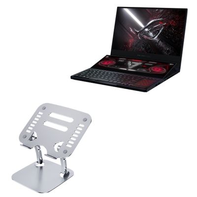BoxWave Stand and Mount Compatible with ASUS ROG Zephyrus Duo 15 SE (GX551) - Executive VersaView Laptop Stand, Ergonomic Adjustable Viewing Angle Metallic Riser - Metallic Silver