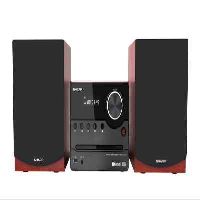 Sharp XL-B512 Micro Component Wireless Bluetooth Audio Streaming & CD Player Wood Speaker System + Remote, USB Port, MP3 Playback, FM Stereo Digital Tuner, Aux Input, Brown Oak
