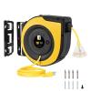 EP Retractable Extension Cord Reel,75 Feet 14 AWG/3C SJTOW Heavy Duty Power Cord,10 AMP Circuit Breaker, 3-Lighted Triple Outlets,Ceiling or Wall Mount Use Indoor, Yellow view 1