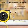 EP Retractable Extension Cord Reel,75 Feet 14 AWG/3C SJTOW Heavy Duty Power Cord,10 AMP Circuit Breaker, 3-Lighted Triple Outlets,Ceiling or Wall Mount Use Indoor, Yellow view 4