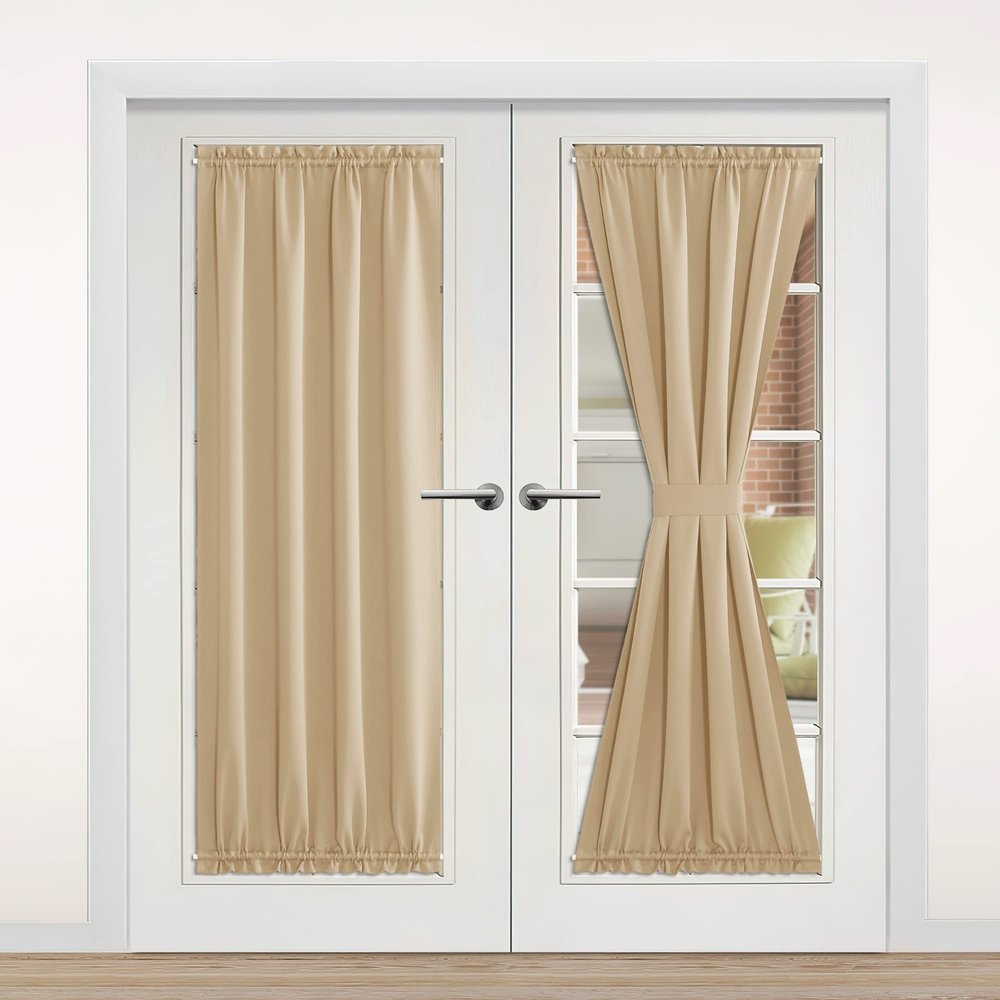 NICETOWN Biscotti Beige French Sidelight Door Window Curtains for Window