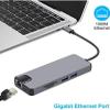 FDBV Docking Station USB Type C Hub Adapter 8 in 1 RJ45 1000M Gigabit Ethernet PD Charging HDMI 4K VGA 2*USB3.0 SD/TF Multi-Function for Windows 7/8 / 8.1/10, macOS X v10.0 or Above view 3
