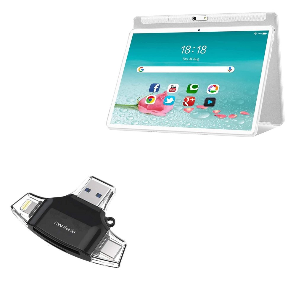 BoxWave Smart Gadget Compatible with BAIWOYER Android 11 Tablet K118 (10.1 in) - AllReader SD Card Reader, microSD Card Reader SD Compact USB - Jet Black