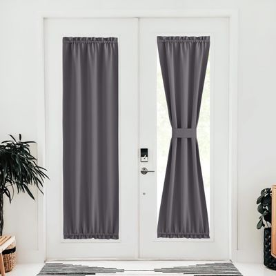 NICETOWN Grey French Door Curtain for Front Glass Door,80 Inch Long