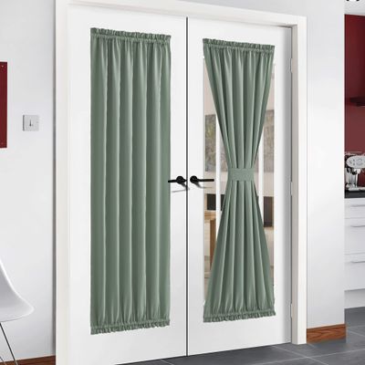 NICETOWN Greyish Green French Door Curtain for Patio Glass Window Cover