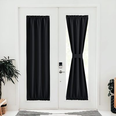 NICETOWN Black French Door Curtain for Front Glass Door,80 Inch Long