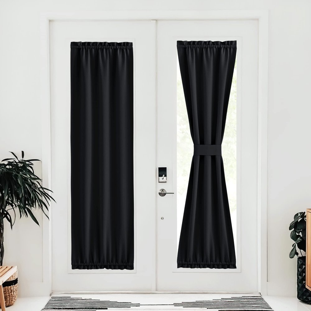 NICETOWN Black French Door Curtain for Front Glass Door,80 Inch Long