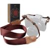 Padwa Lifestyle Burgundy Red Camera Strap -1.5" Wide Crazy Horse Cowhide Ends Camera Straps for All DSLR Cameras,Universal Adjustable Pure Cotton Woven Shoulder Neck Strap,Great Gift for Photographers view 1