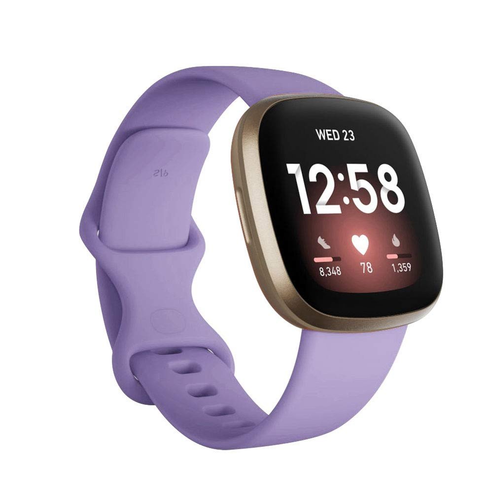 Seleek Replacement Bands Compatible with Fitbit Versa 3 / Versa 4 / Sense/Sense 2, Silicone Adjustable Classic Accessory Wristband Fitness Straps for Women Men SmallLavender