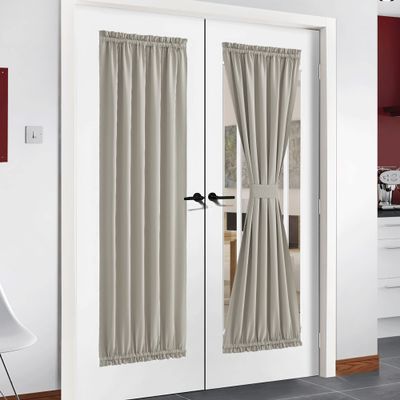 NICETOWN Natural French Door Curtain for Patio Glass Window Cover