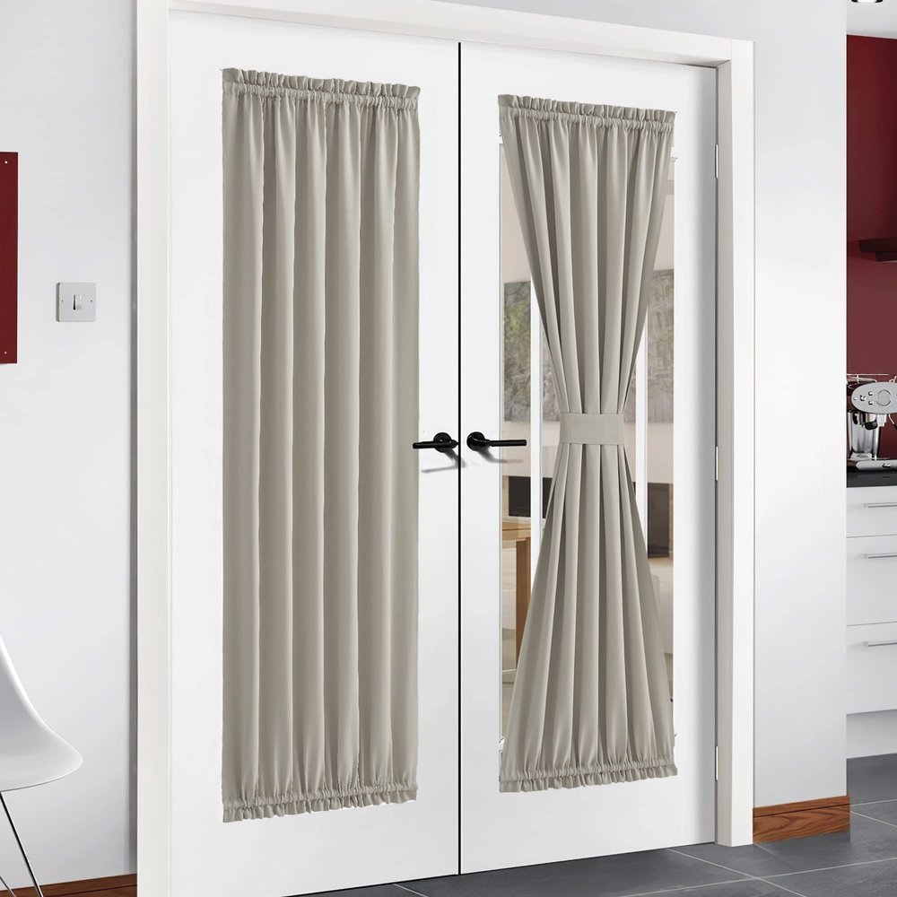 NICETOWN Natural French Door Curtain for Patio Glass Window Cover