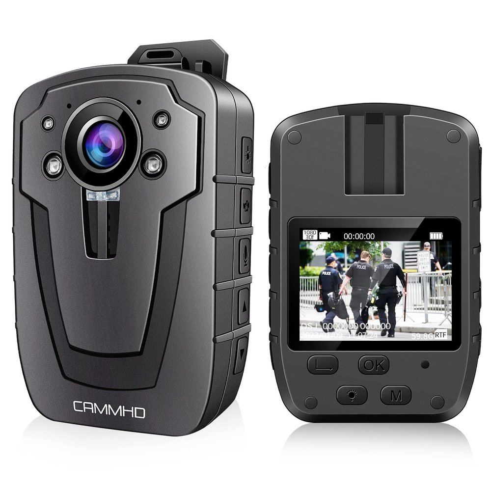 CAMMHD C8 64GB 1296P Body Camera,11-12Hours Video Record,Night Vision Body Cam,IP67 Waterproof Data-encrypt Body Mounted Camera with 2pcs 360Rotatable Clips for Police Law Enforcement,Personal Use