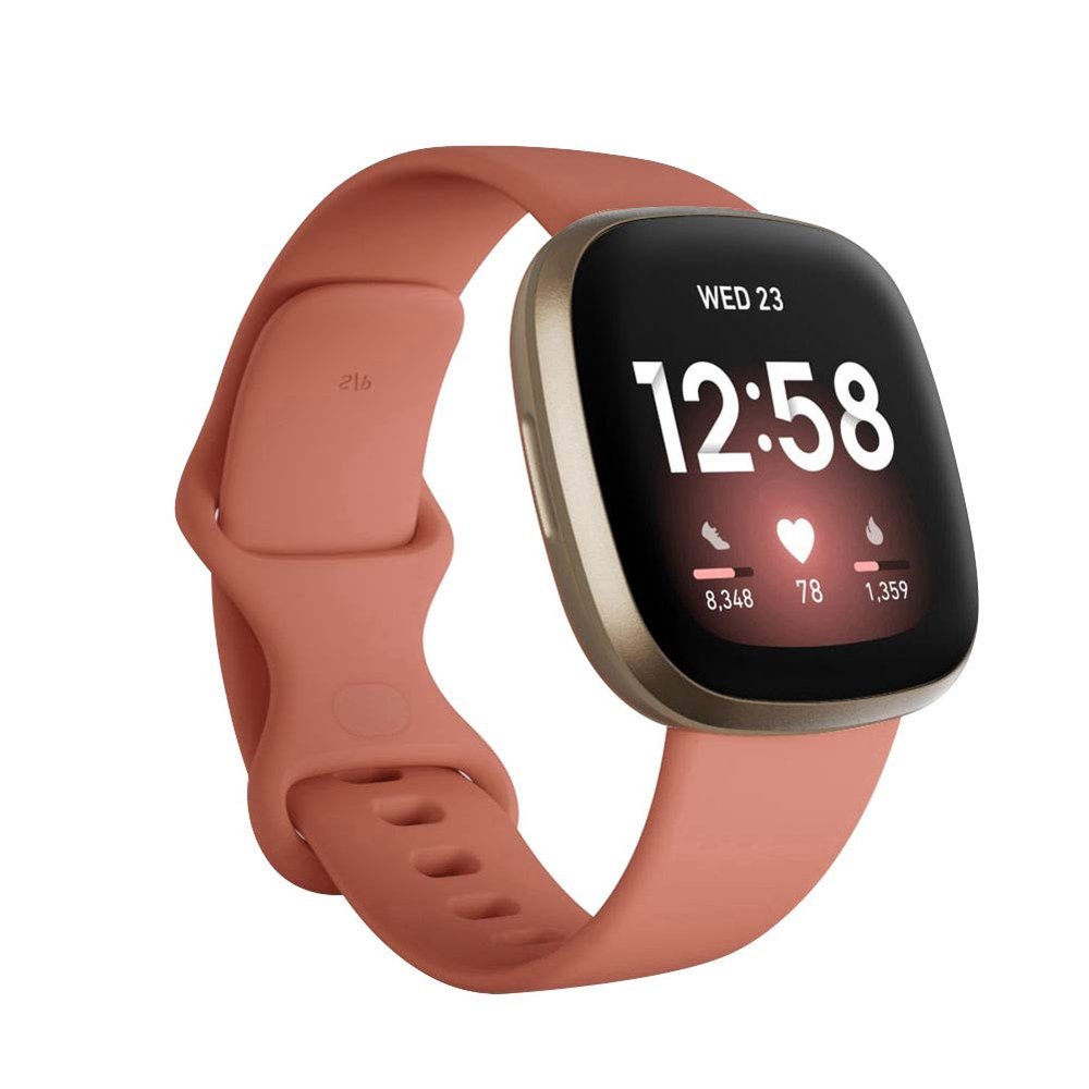 Seleek Replacement Bands Compatible with Fitbit Versa 3 / Versa 4 / Sense/Sense 2, Silicone Adjustable Classic Accessory Wristband Fitness Straps for Women Men (Large,Peach