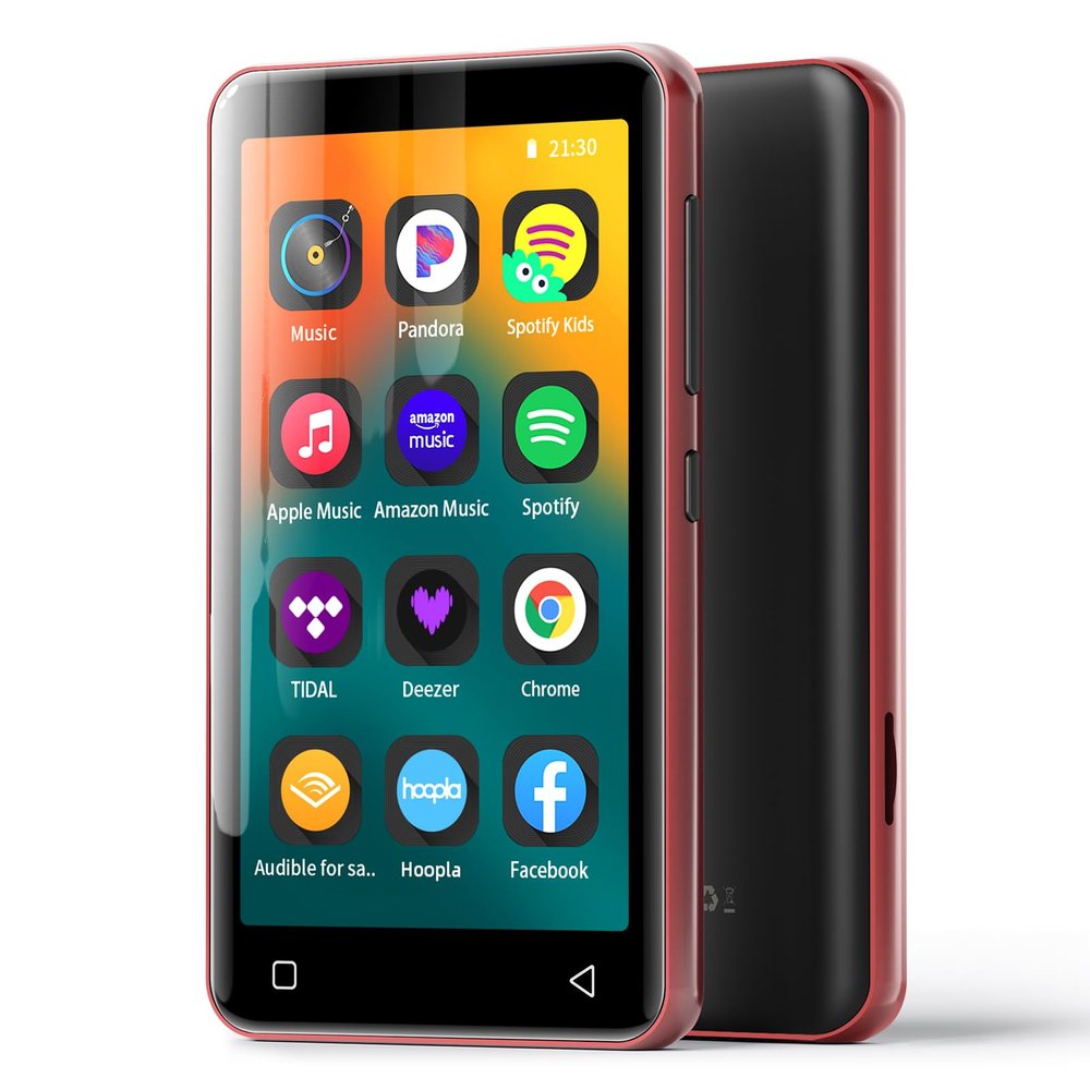 MP3 Player with Bluetooth and WiFi,MP3 Player with Spotify,Spotify Kids,Audible,Pandora,Amazon Music,4" Music Player MP4 Up to 1TB(80GB,Red_Black)