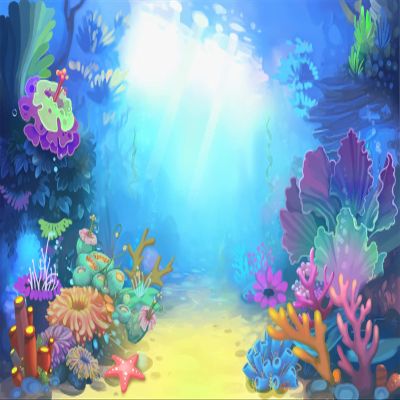 BELECO 9x6ft Fabric Underwater World Backdrops for Photography Colorful Coral Reef Blue Undersea Backdrop Aquarium Background Mermaid Theme Baby Shower Birthday Party Decoration Photo Studio Props